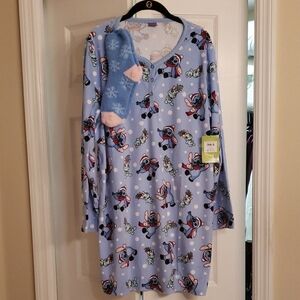 Blue Cartoon Character Nightgown with Socks